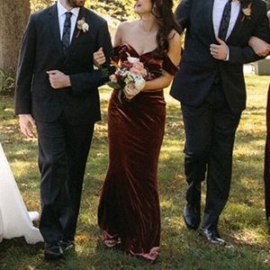 Revelry Bardot velvet dress - terracotta 606